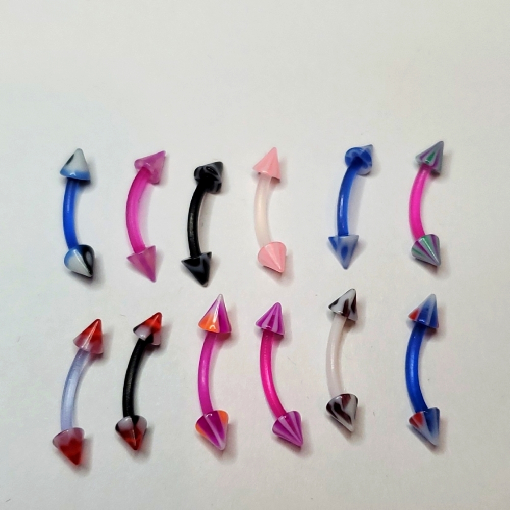 Eyebrow rings 12 pieces pvc spike tips
